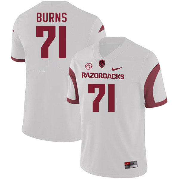 Men #71 Brock Burns Arkansas Razorback College Football Jerseys Stitched Sale-White - Click Image to Close